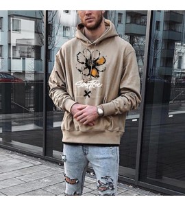 Fashion casual flower print hoodie